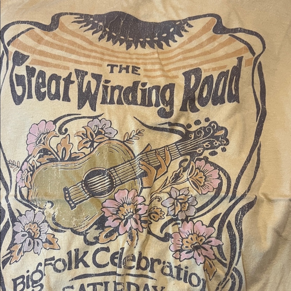 Spell Shirt - Yellow with Floral Guitar Design